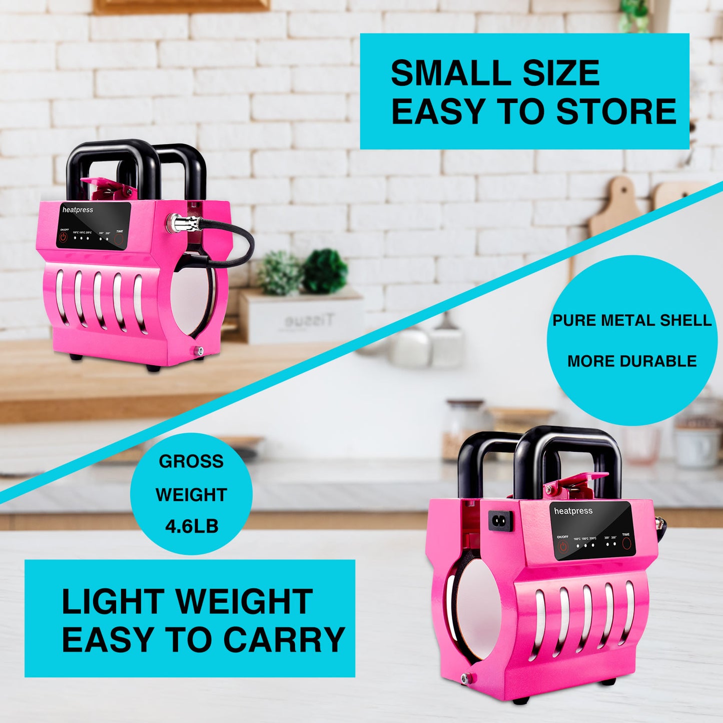 TIQTAK Mug Sublimation Heat Press Machine 110V Mini Cup Press Machine 11-15 OZ Customized Coffee Mugs 16 OZ Skinny Straight Tumblers Heat Transfer Sublimation Machine