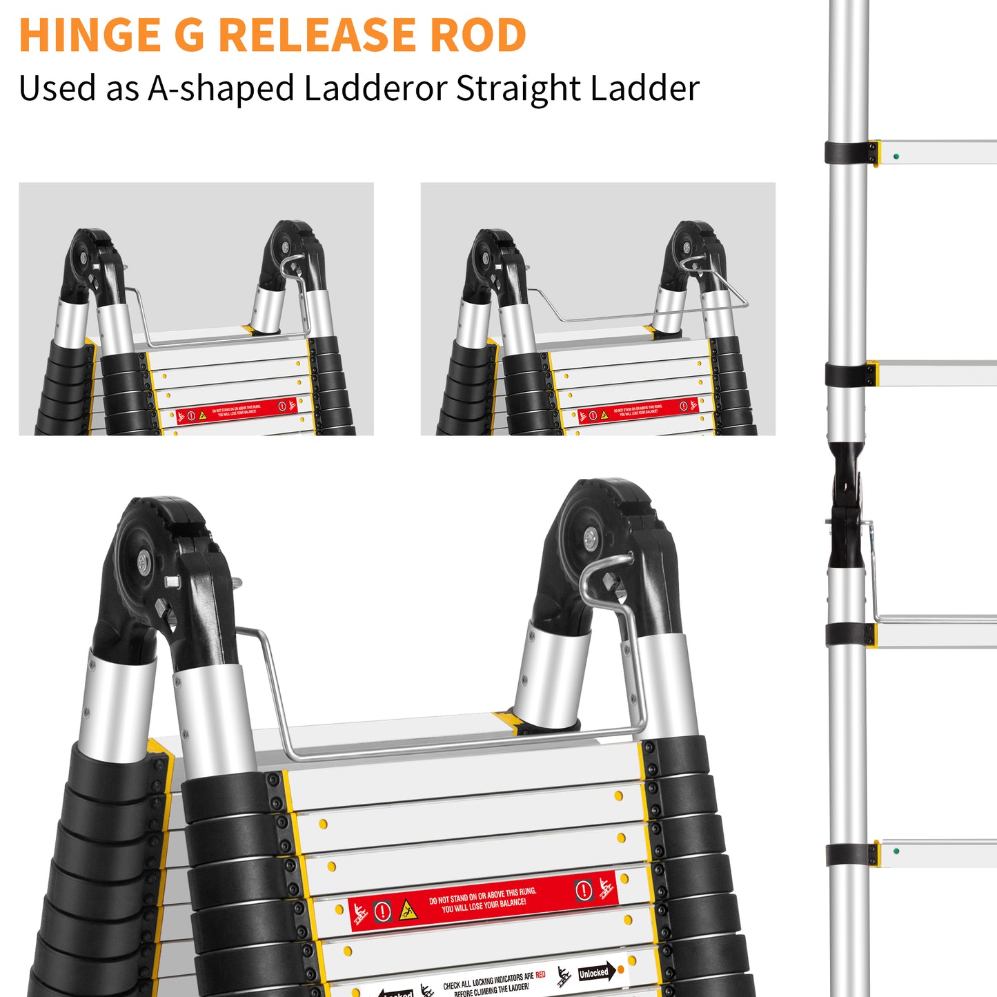 TIQTAK Telescoping Ladder A Frame 18.4 FT Aluminum Extension Collapsible Ladder with Stabilizer Bar Wheels Multi-Purpose Extendable Ladder Portable for Household or RV Work