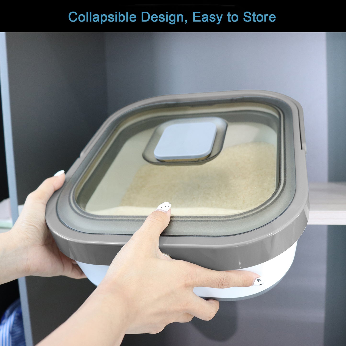 Treetoi Dog Food Storage Container Rice Storage Container 20 Lbs Rice Dispenser Collapsible Food Storage Bin with Airtight Locking Lid…
