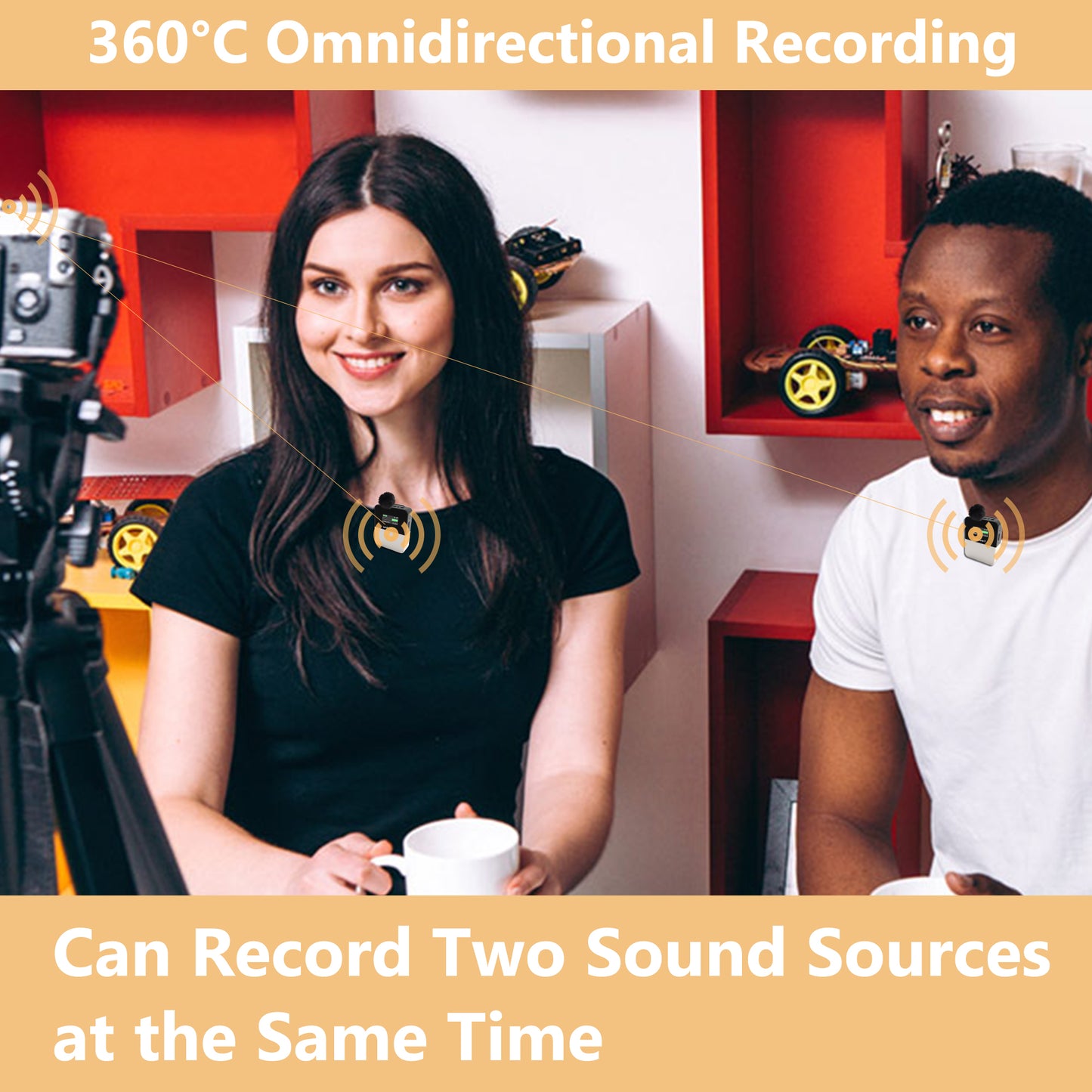 Wireless Lavalier Microphone System with Dual Transmitters & 1 Receiver for DSLR Cameras, Camcorders, Phones, Laptops 164FT Transmissions Wireless Lapel Mic for Recording, YouTube, Vlogging, Interview