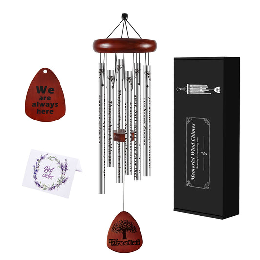 Treetoi Memorial Wind Chimes Kit 32" Outdoor Sympathy Wind Chimes for Loss of a Mother Husband Dad Pet Loved One Sympathy Gifts with Card