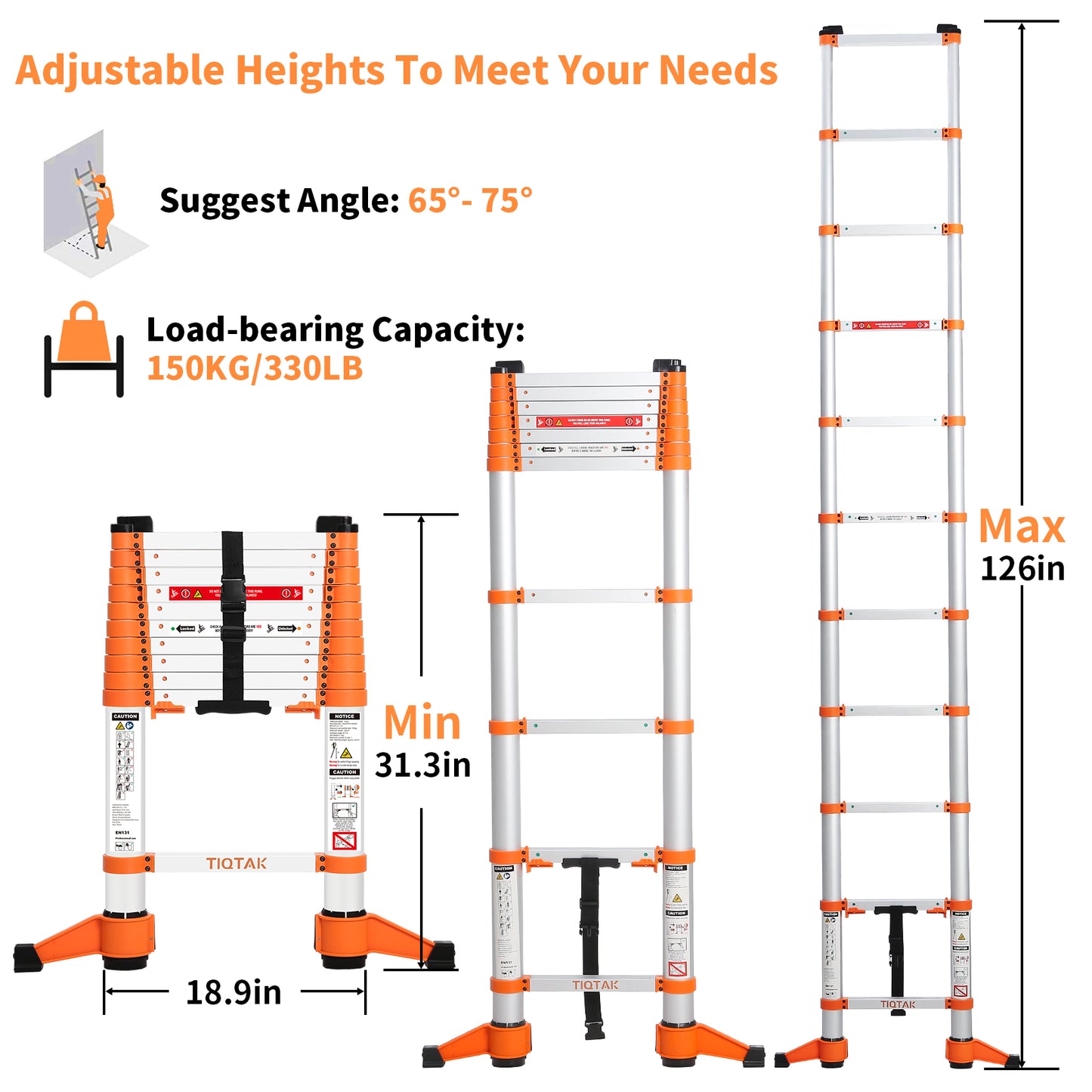 TIQTAK Telescoping Attic Ladder 10.5 FT Aluminum Extension Collapsible Ladder with One-Button Retraction Multi-Purpose Extendable Telescopic Ladder Portable for Household or RV Work