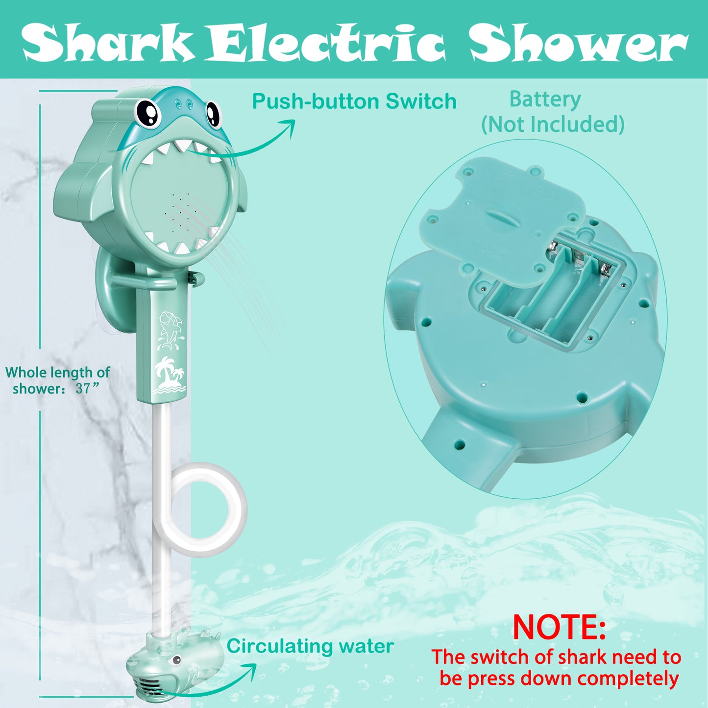 Treetoi Toddler Shower Toys Electric Shark Bath Shower Head for Kids Baby Bath Sprayer Bathtub Toys Pool Floating Toys Bathing Time Gifts for Kids