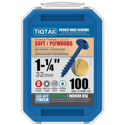 TIQTAK WR Pocket Screws - 1-1/4-Inch, 100 pack